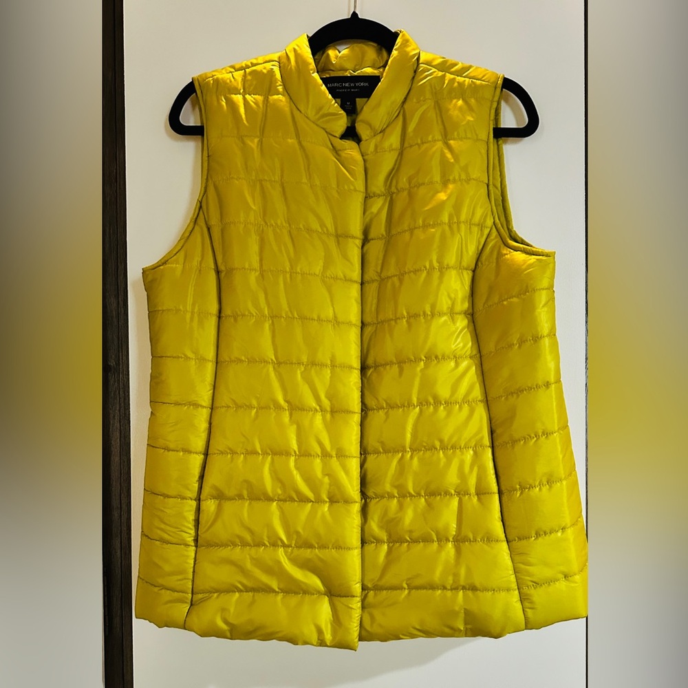 Marc New York Andrew Marc Yellow Metallic Quilted Puffer Vest